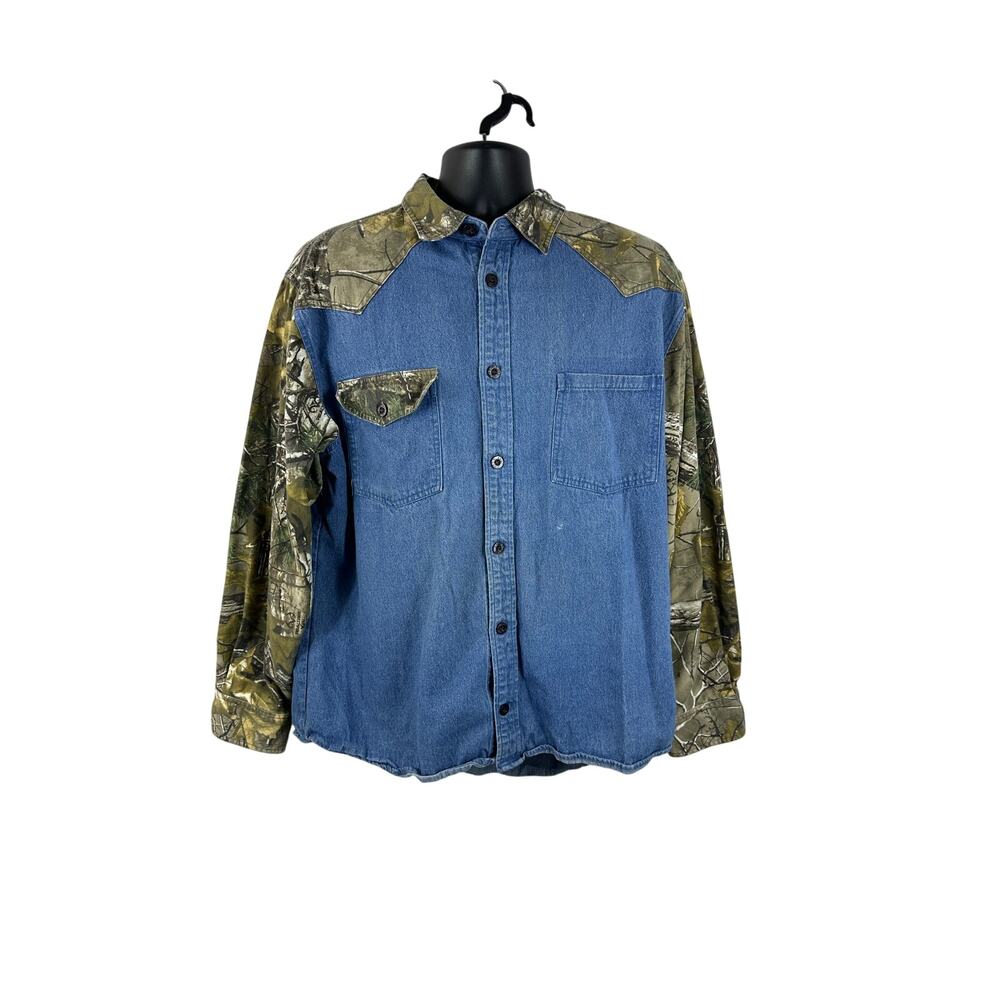 Guide Gear Denim Camo Button Up Shirt Longsleeve Size XL Outdoors Hunting